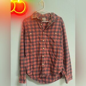 Vintage J. Crew Coral and Charcoal Buffalo Plaid Flannel Shirt